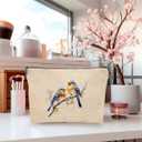 4 Pcs Vintage Abstract Botanical Flower Bird Makeup Bag, Small Waterproof Zipper Women Purse Multi Functional Toiletry Organizer for Women Friend Coworker Sister Christmas Birthday Friendship Gifts