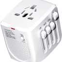 Reduces 220V to 110V for Cell Phones,Universal Travel Adapter Voltage Converter, laptops and Curling Irons, USA to UK, Europe, Australia and Over 200 Countries (White)