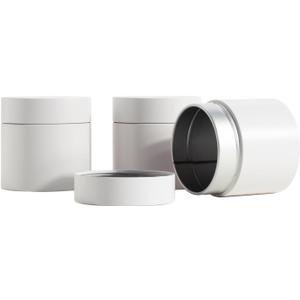 3 Packs Tea Tin Canister for Loose Tea Metal Tea Canister 9 oz 15 oz Round Tin Can for Coffee Beans Tea Container for Kitchen Storage Sugar Matcha Spice Powder (Ivory, S_2.95x2.95)