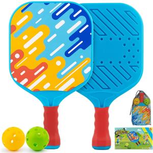 Outdoor Toys for Kids Pickleball Paddles - Outside Beach Yard Games Toy for Kid Ages 4-5-6-7-8-12 Year Old Boys & Girls Gifts, Balls Set of 2, Lightweight & Durable Grip for Small Hands, Beginner