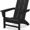 POLYWOOD Modern Adirondack Chair – All-Weather Outdoor Lawn Adirondack Chairs – HDPE, Fade-Resistant & Durable Outdoor Furniture – For Patio, Deck & Fire Pit Chairs – Black, 32.11in. X 29.25in. X 34.66in.