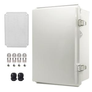 Outdoor Waterproof Electrical Box Junction Box Weatherproof IP67 ABS Plastic Enclosure Switch Router Project Box Electronics Enclosure with Mounting Plate Wall Bracket Grey 11.4"x7.5"x5.5"