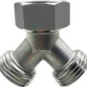 beduan Stainless Steel Garden Hose Splitter 2 Way Y Connector Heavy Duty for Outdoor Garden Faucet Hose Bib