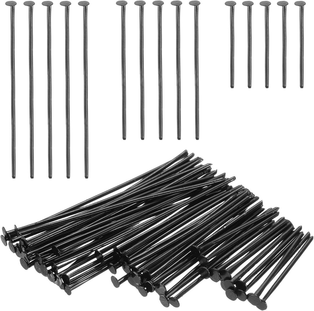 PATIKIL 0.8/1.2/1.6Inch Flat Head Pins, Jewelry Making Headpins Straight Pins Findings Bendable for DIY Craft Bracelet Necklace Earring Pendant Making Supplies-600Pcs(Black)