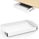 PUTORSEN Under Desk Storage Drawer 15.74" Wide - Smooth Slide Out Organizer for Standing Desk & Home Office,Max Load 17.6 lbs,Quiet Glide, White