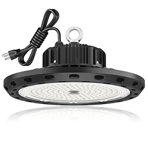 BEULT 100W UFO LED High Bay Light 15000lm 5000K IP65 UL Approved 5' Cable with US Plug Alternative to 400W MH/HPS widely Used for Warehouse Shop Workshop Industrial Factory