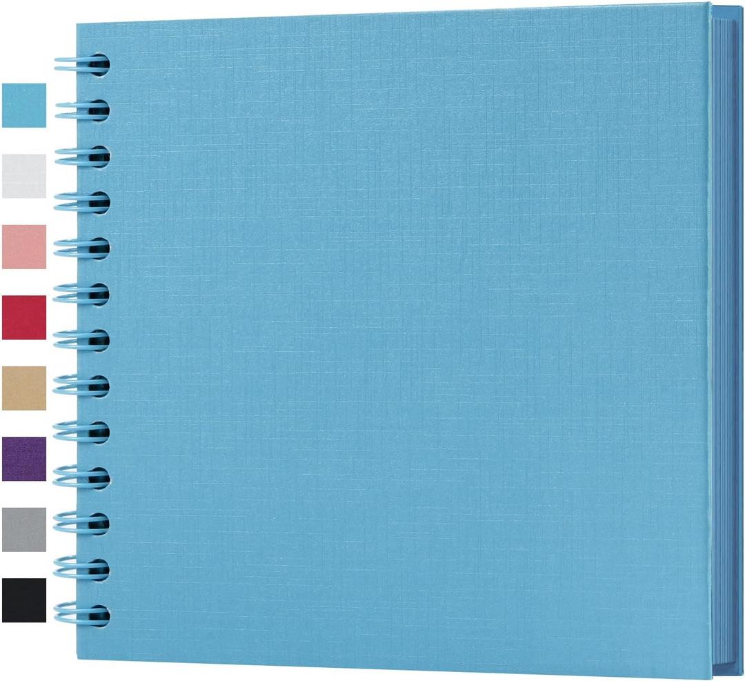 potricher 7 x 7 Inch DIY Scrapbook Album 40 Pages Hardcover Kraft Paper Scrap Book Photo Albums Memory Book for Wedding and Anniversary Family (Blue, 7 Inch)