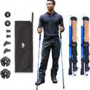 Cascade Mountain Tech Lightweight Aircraft-Grade Aluminum Trekking Poles with Extended Down Grip Plus Tip Kit (Blue)