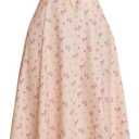 RIHOAS Womens Summer Dresses Square Neck Vintage Short Sleeve Midi Dress Casual Puff A Line Chiffon Sundress (Pink, M)