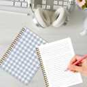 SDFBFVSA 2 Pcs Spiral Journal Notebook, Cute Spiral Notebooks for Women Girls Friend, 160 Pages Trendy Hardcover Journal Notebook for Writing Travel Business Home Office Aesthetic Notebooks Plaid