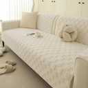 Foxdecor Couch Covers for 3 Cushion Couch Sofa Pet Friendly, Funny Fuzzy Pet Couch Covers, Anti Slip Sofa Covers Dog Cover for Couch Protector. (Cream White, 30x70 inch)