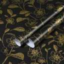 Heroad Floral Wallpaper Black and Gold Contact Paper Boho Wall Paper Peel and Stick Modern Removable for Cabinets and Drawers Waterproof Self Adhesive 17.3" x 78.7"