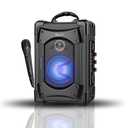 Portable Bluetooth Speaker with Microphone, Speaker with LED Lights for Kids and Adults, Subwoofer Heavy Bass with FM Radio, Supports Bluetooth/USB/TF/AUX for Party, Black