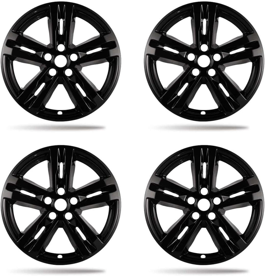 18 inch Wheel Skins compaitble with Ford Explorer 2020-2024; Set of 4 Wheel Covers ; Glossy Black