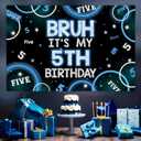 2 x Bruh Its My 5th Birthday Decor 4.92*3.28ft Bruh Its My 5th Birthday Backdrop Banner Blue Black Five Birth day Decor for Boy Happy Five Bday Party Supplies Five Years Old Photo Booth Props