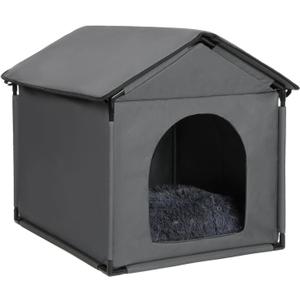 Small Dog House Soft Indoor with Internal Size 22x20x18in for Beagle French Bulldog Welsh Corgi, Small Pet House with Soft Cushion, Oxford Fabric, 24x22x24in, Gray