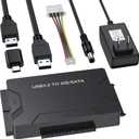 Hard Drive Reader USB 3.0 & Type C to SATA IDE Adapter, Internal Data Transfer Recovery Converter Kit with 12V/2A Power for 2.5"/3.5" SATA/IDE HDD SSD Hard Disk Internal Blu-ray Drive, up to 20TB