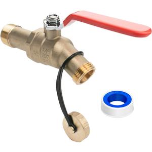 WHK Water Heater Drain Valve 3/4"MIP X 3/4" Male GHT Full Port Connection to drain or Flush Hot Water Heater Faster and Easy(Lead-Free Brass,2 Inch Shank with Long Handle)