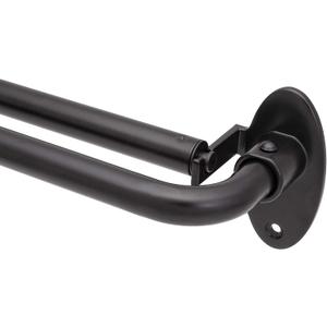 Eclipse Clinton Black Out Curtain Rod, 5/8 Inch Double Bar Wrap Around Adjustable Rod, For Windows 28 to 48 Inch, Matte Black