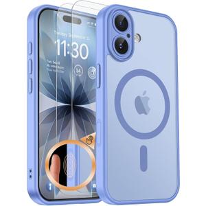 for iPhone 17 Case with Screen Protector (2-Pack), Responsive Camera Control Button, MagSafe Compatible Slim Shockproof Matte Full Protection Kit, Light Purple