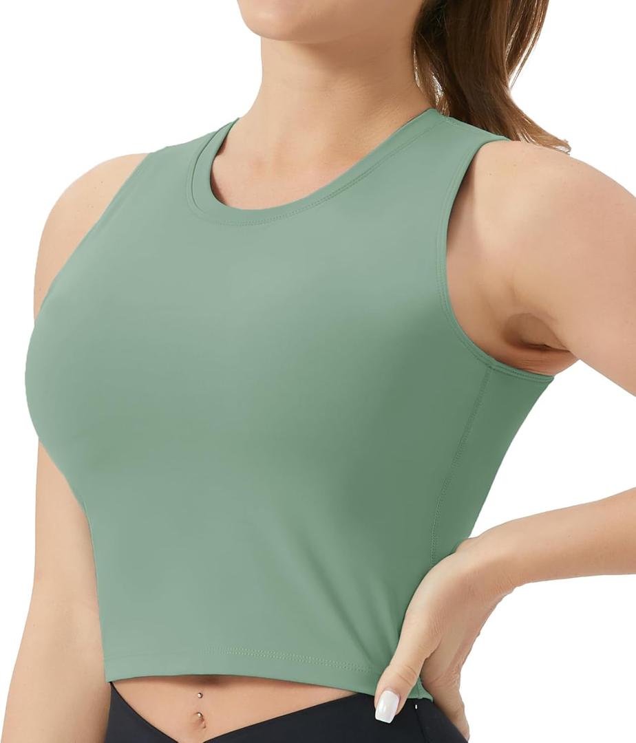 THE GYM PEOPLE Women's Medium Support Sports Bra Removable Padded Sleeveless Workout Crop Tops (Large)