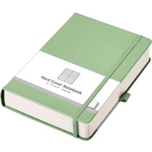 AHGXG Lined Journal Notebook, 320 Numbered Pages Thick Journal for Women, A5 Notebook College Ruled, 100gsm Thick Paper, Faux Leather Hardcover, for Writing Work, 5.75'' X 8.38''-LightGreen