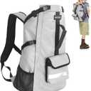 Dog Backpack Carrier for Medium Dogs - 4-Layer Protection, Under 30 lb, Waterproof, Adjustable Dog Hiking Backpack with Storage Pockets, Reflective Strips, Non-Slip Handle for Travel - Grey