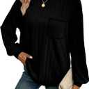 Dokotoo Long Sleeve Shirts for Women 2025 Casual Solid Crewneck Knitted Loose Fit Pullover Shirts Tops (Black, L)