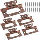 5 Pcs Flush Non-Mortise Hinges,Red Bronze Door Hinges with Screws,Stainless Steel Heavy Duty Smooth Movement Door Hinges (4 Inch x 3 Inch)