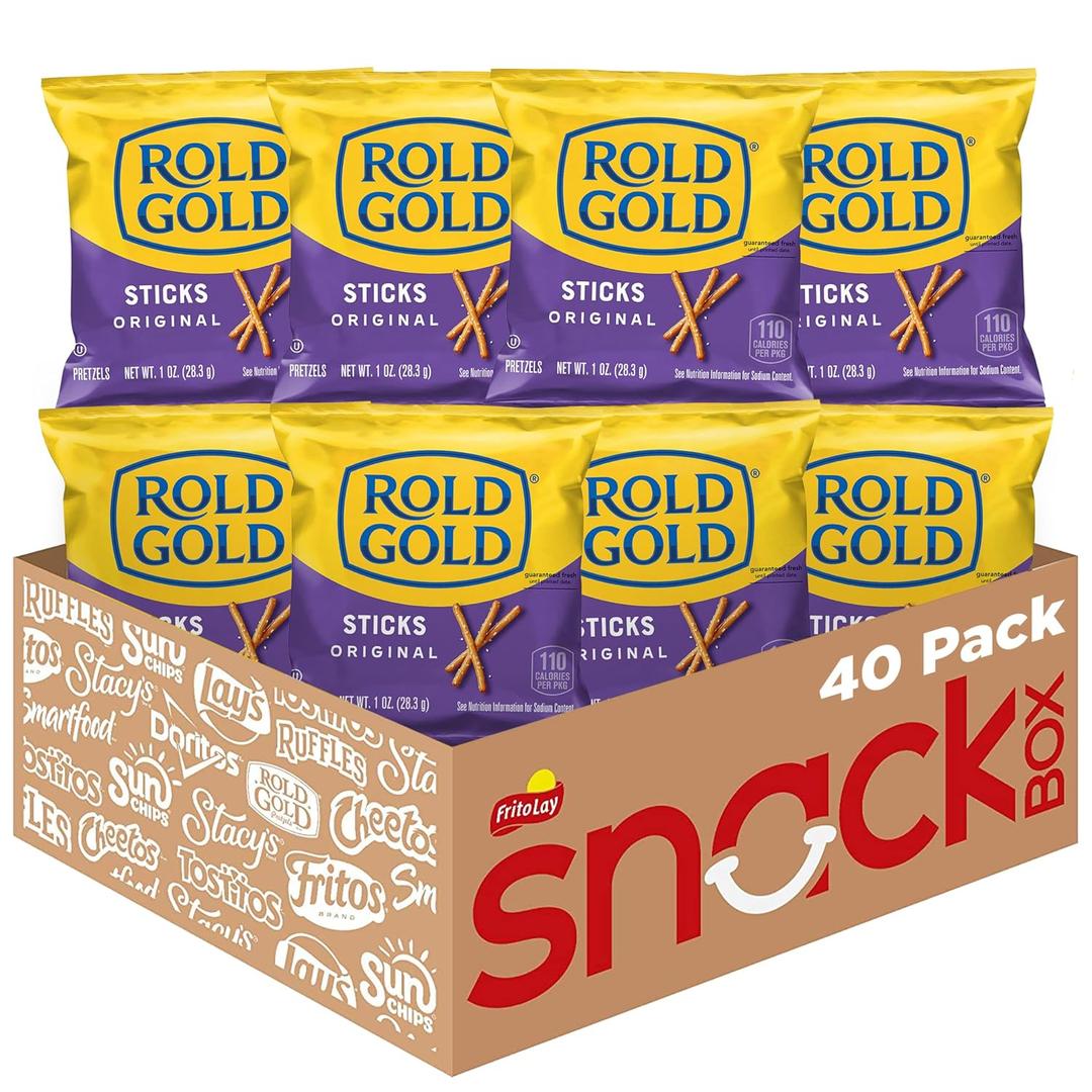 Rold Gold Pretzels, Sticks, 1 Ounce (Pack of 40) (EXP 08/25/26)