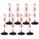 35'' Parking Delineators Post, 8 Sets Traffic Cone Safety Stanchion with Base & 5FT Link Chain - Red and White Striped Chain Barriers for Parking Lot, Driveway, Road Construction
