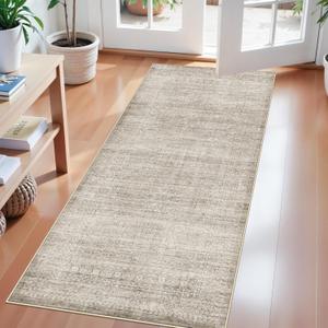 Washable 2x4 Abstract Kitchen Rug: Neutral Easy-Clean Soft Cozy Carpet Non-Slip Water-Resistant Floor Mat for Entryway Bedroom Bathroom Perfect for High-Traffic Areas with Pets(Beige/Ivory,2x4)