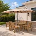 DomeShade 15ft Large Patio Umbrella, Outdoor Double-Sided Rectangle Table Umbrella with UV Resistant Canopy, Market Umbrella for Deck, Garden, Poolside, Backyard (No Base Included)