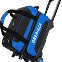 2 Ball Bowling Bag with Wheels, Double Bowling Ball Bag 2 Ball Roller w/Separate Compartment for Shoes Up to US Mens Size 16, w/Retractable Handle Extends to 40" & Accessories Pocket