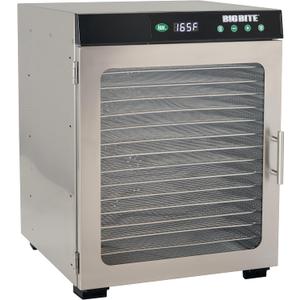 LEM Products BigBite 16-Tray Stainless Steel Dehydrator, Food Dehydrator for Beef Jerky, Meat, Vegetables, and Fruits, Includes Dryer Machine and 16 Trays, Silver
