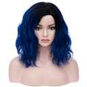 BERON Blue Wig Short Curly Wig Charming Wave Wigs Ombre Blue Bob Wigs for Women Hairnet Include