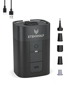 ETENWOLF AIR 5 Air Pump for Inflatables, Portable Electric Air Pump with 5200 mAh Battery, 4X Quick Inflator & Deflator, 4.5 kPa & 720 L/ min Pump for Pool Floats, Vacuum Storage Bags (Black)
