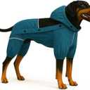 LOVELONGLONG Waterproof Dog Raincoat with Removable Hood Outdoor Full Body Dog Jacket, Windproof Snowproof Shell Suit All Season Pet Rain Gear Ocean Teal (4XL (Back 23.5"))