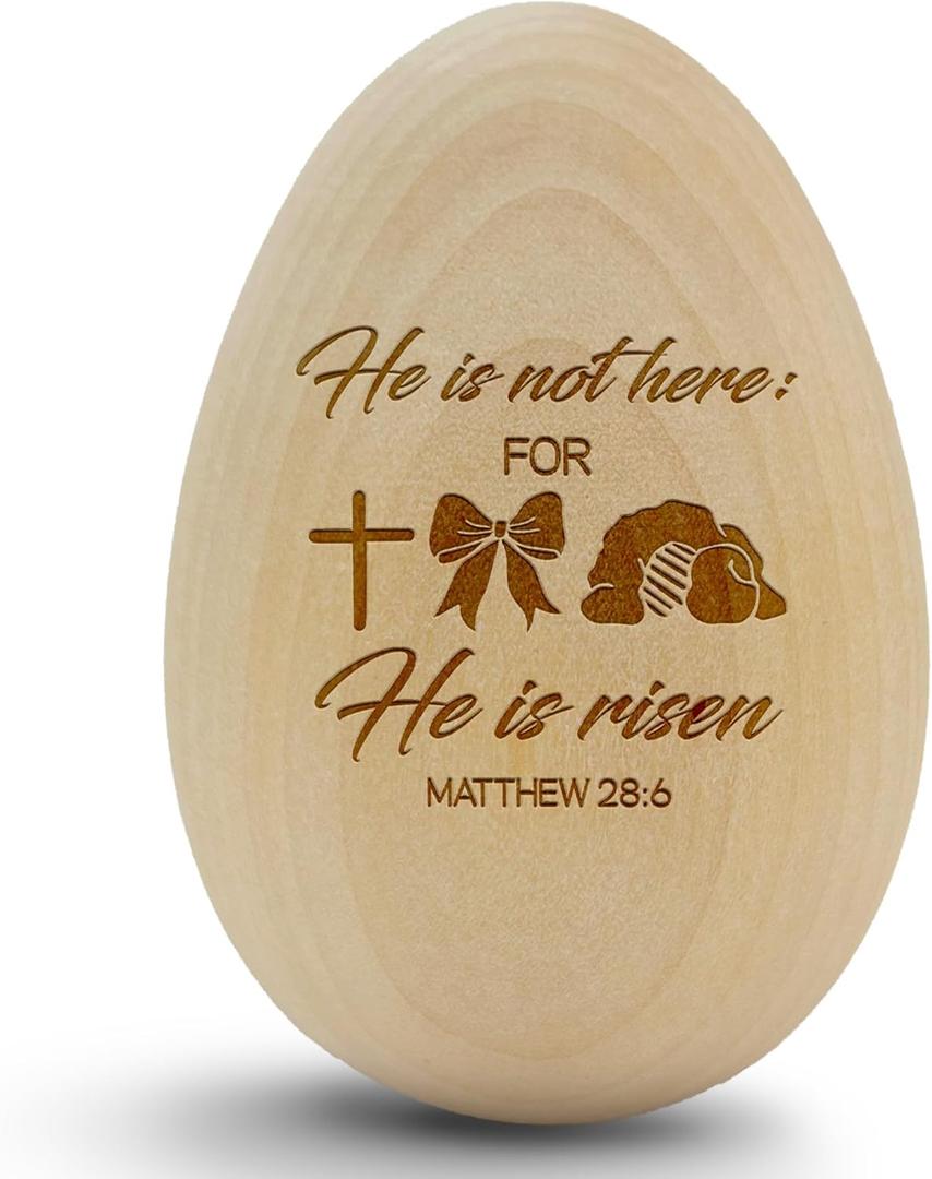 He Is Risen Easter Decorations, Wooden Bible Verse Resurrection Eggs, Christian Religious Faith Based Spring Gifts For Friends Family Adults, Resurrection Eggs Easter Story, 04