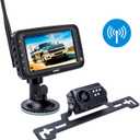 Wireless Backup Camera System, IP69 Waterproof Wireless License Plate Rear View Camera, Night Vision and 4.3 inch Wireless Monitor for Trailer, RV, Trucks, Pickup Trucks, Cargo Vans, etc