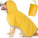 Dog Raincoat, Adjustable Dog Rain Jacket with Clear Hooded Double Layer for Large Medium Small Dogs Puppies, Waterproof Rain Coat Poncho with Reflective Storage Pocket & Rim (XL)