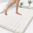 Smiry Bathroom Rugs Mat 48x32, Extra Soft Absorbent Chenille Bath Rugs, Non Slip Rubber Backing Machine Washable Quick Dry Bath Mats for Bathroom Floor, Tub, Shower, Home Decor Accessories, Ivory