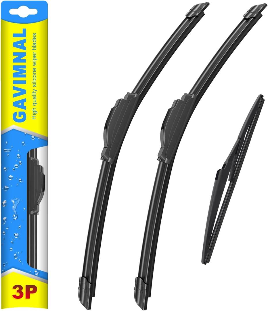 Gavimnal 22"+21"+11" Silicone Wiper Blades Replacement For Jeep Grand Cherokee 2011-2023,All-Season Front Rear Windshield Wiper Blades(Set of 3) (22"+21"+11"(J-HOOK Arm))