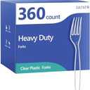360 Count Plastic Forks Heavy Duty, Plastic Silverware Clear Forks, Premium Disposable Forks Bulk, BPA-Free, Heat Resistant, Suitable for Parties, Events and Everyday Use