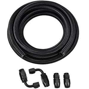 EVIL ENERGY 6AN Fuel Line Kit, AN6 Braided Nylon Fuel Hose CPE 10FT Black