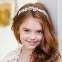 Oriamour Silver Flower Girl Headband With Crystal Rhinestone Princess Teen Girls Headpiece For Birthday, Wedding,Photography