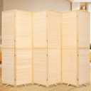 JVVMNJLK Room Divider, 6 FT Tall Folding Privacy Screen, Partition Divider for Room Separation, Portable Freestanding Wall Divider for Room, Bamboo Mesh Woven Design, Brown (Beige, 6-Panel 67)