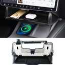 Hidable Under Screen Storage for Tesla Model 3 Model Y 2016-2025, Upgrade Damping Slides and Press Switch Design, Open and Close Center Console Organizer Tray with Anti-Slip Pad