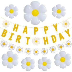 32pcs Daisy Flower Banner Balloons Decoration - Birthday Party Supplies for Girls and Boys