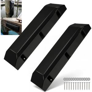 HUCHUANXIAN Dock Bumper,Black 24 inch Dock Bumper Guard,PVC Boat Dock Bumper,Dock Bumpers Marine Post Bumper for Horizontal Deck or Pier Fenders-2 Pack